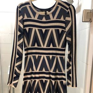 BCBG MaxAzria blue and cream dress